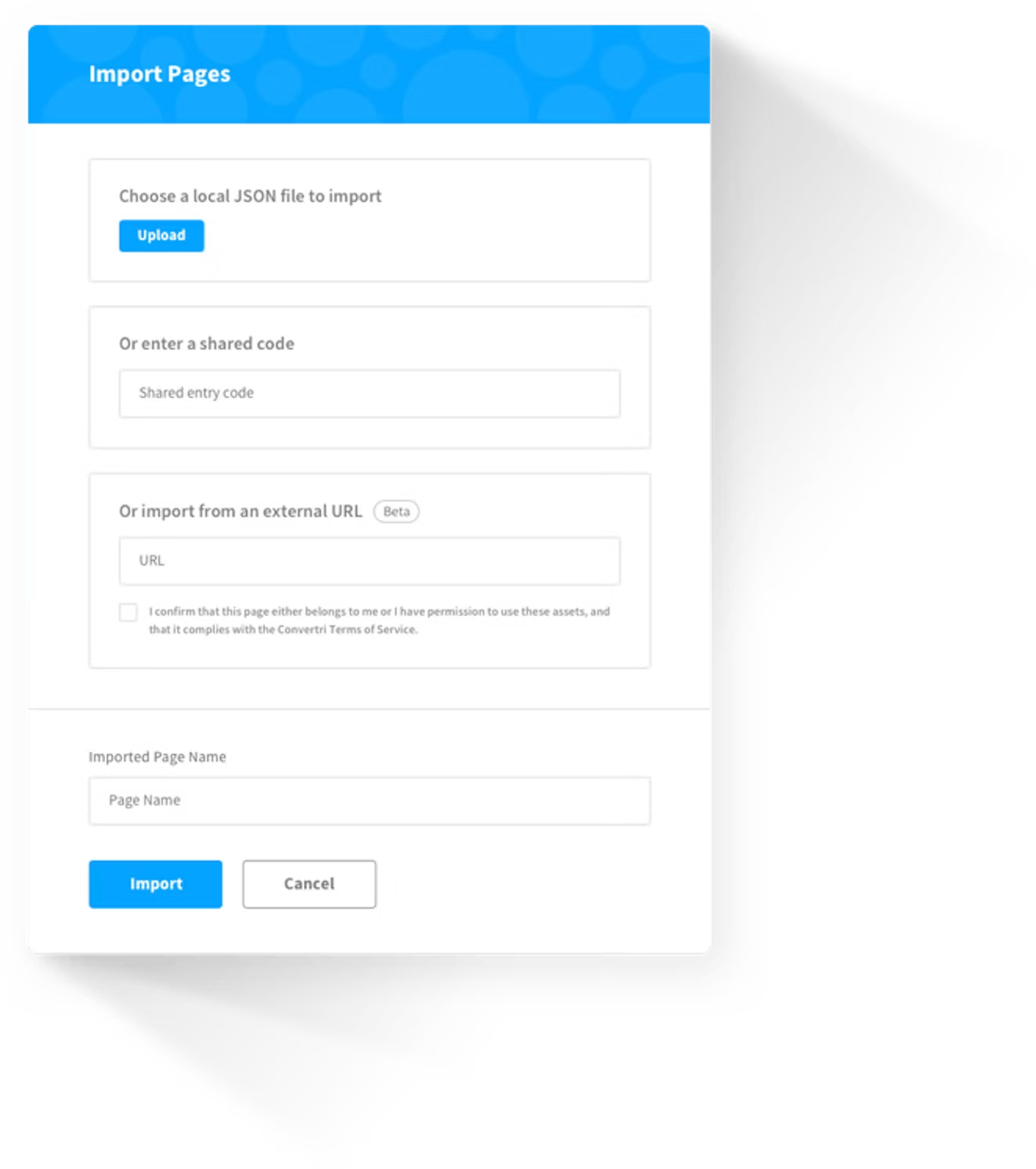 Clone pages with the page importer